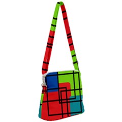 Colorful Rectangle Boxes Zipper Messenger Bag