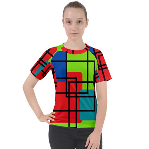 Colorful Rectangle Boxes Women s Sport Raglan Tee by Magicworlddreamarts1