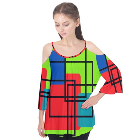 Colorful Rectangle Boxes Flutter Tees by Magicworlddreamarts1