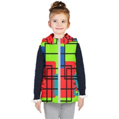 Colorful Rectangle Boxes Kids  Hooded Puffer Vest