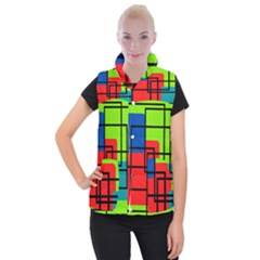 Colorful Rectangle Boxes Women s Button Up Vest by Magicworlddreamarts1