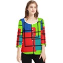 Colorful Rectangle boxes Chiffon Quarter Sleeve Blouse View1