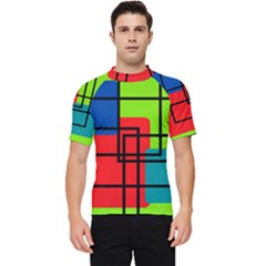 Colorful Rectangle Boxes Men s Short Sleeve Rash Guard