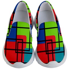 Colorful Rectangle Boxes Kids Lightweight Slip Ons by Magicworlddreamarts1