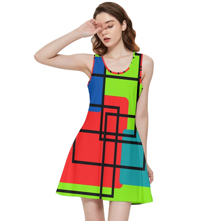 Colorful Rectangle boxes Inside Out Racerback Dress