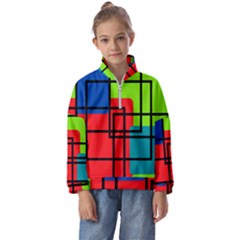 Colorful Rectangle Boxes Kids  Half Zip Hoodie