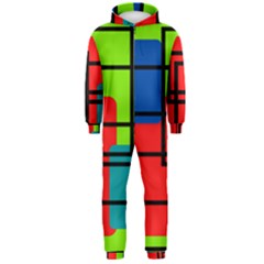 Colorful Rectangle Boxes Hooded Jumpsuit (men) 