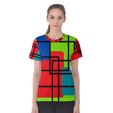 Colorful Rectangle Boxes Women s Cotton Tee by Magicworlddreamarts1