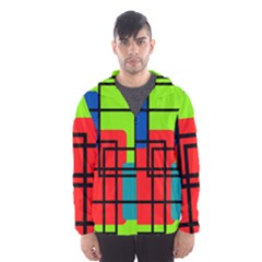 Colorful Rectangle Boxes Men s Hooded Windbreaker