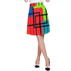 Colorful Rectangle Boxes A-line Skirt by Magicworlddreamarts1