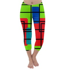 Colorful Rectangle Boxes Capri Winter Leggings 