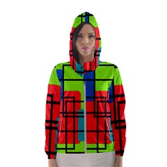 Colorful Rectangle Boxes Women s Hooded Windbreaker by Magicworlddreamarts1