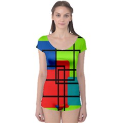 Colorful Rectangle Boxes Boyleg Leotard 