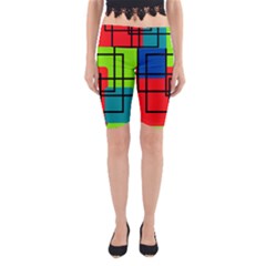 Colorful Rectangle Boxes Yoga Cropped Leggings by Magicworlddreamarts1