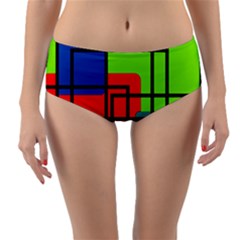 Colorful Rectangle Boxes Reversible Mid-waist Bikini Bottoms by Magicworlddreamarts1