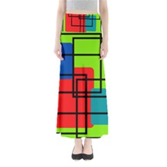 Colorful Rectangle Boxes Full Length Maxi Skirt by Magicworlddreamarts1