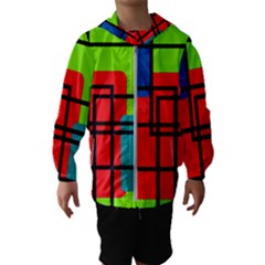 Colorful Rectangle Boxes Kids  Hooded Windbreaker by Magicworlddreamarts1