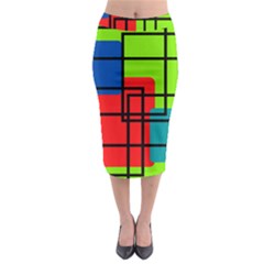 Colorful Rectangle Boxes Midi Pencil Skirt by Magicworlddreamarts1