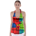 Colorful Rectangle boxes Babydoll Tankini Top View1