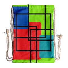 Colorful Rectangle Boxes Drawstring Bag (large) by Magicworlddreamarts1