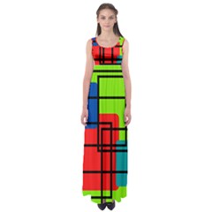 Colorful Rectangle Boxes Empire Waist Maxi Dress by Magicworlddreamarts1