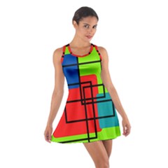 Colorful Rectangle Boxes Cotton Racerback Dress by Magicworlddreamarts1