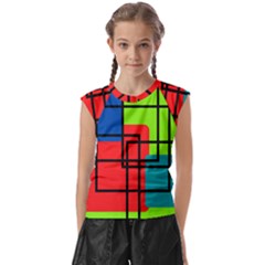 Colorful Rectangle Boxes Kids  Raglan Cap Sleeve Tee