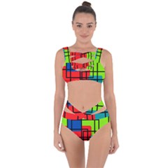 Colorful Rectangle Boxes Bandaged Up Bikini Set 