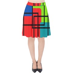 Colorful Rectangle Boxes Velvet High Waist Skirt by Magicworlddreamarts1