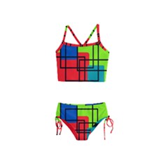 Colorful Rectangle Boxes Girls  Tankini Swimsuit by Magicworlddreamarts1