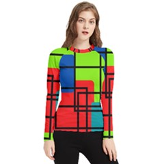 Colorful Rectangle Boxes Women s Long Sleeve Rash Guard