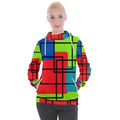 Colorful Rectangle Boxes Women s Hooded Pullover