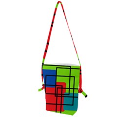 Colorful Rectangle Boxes Folding Shoulder Bag