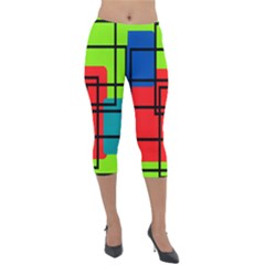 Colorful Rectangle Boxes Lightweight Velour Capri Leggings  by Magicworlddreamarts1