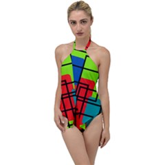 Colorful Rectangle Boxes Go With The Flow One Piece Swimsuit by Magicworlddreamarts1