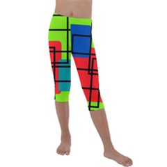 Colorful Rectangle Boxes Kids  Lightweight Velour Capri Leggings  by Magicworlddreamarts1