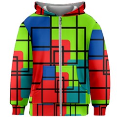 Colorful Rectangle Boxes Kids  Zipper Hoodie Without Drawstring by Magicworlddreamarts1