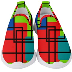 Colorful Rectangle Boxes Kids  Slip On Sneakers by Magicworlddreamarts1