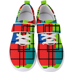 Colorful Rectangle Boxes Men s Velcro Strap Shoes