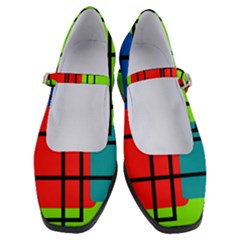 Colorful Rectangle Boxes Women s Mary Jane Shoes