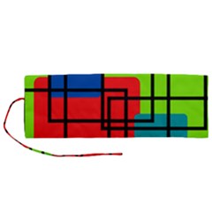 Colorful Rectangle Boxes Roll Up Canvas Pencil Holder (m) by Magicworlddreamarts1