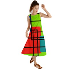 Colorful Rectangle Boxes Summer Maxi Dress