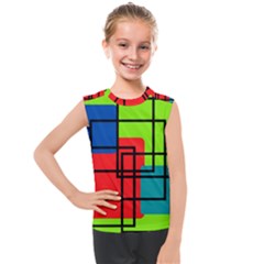 Colorful Rectangle Boxes Kids  Mesh Tank Top