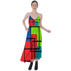 Colorful Rectangle Boxes Tie Back Maxi Dress by Magicworlddreamarts1