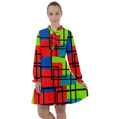 Colorful Rectangle Boxes All Frills Chiffon Dress by Magicworlddreamarts1