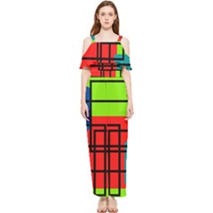 Colorful Rectangle Boxes Draped Sleeveless Chiffon Jumpsuit