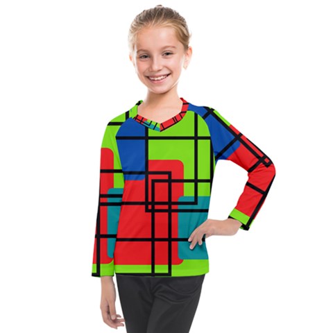 Colorful Rectangle Boxes Kids  Long Mesh Tee by Magicworlddreamarts1