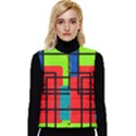 Colorful Rectangle boxes Women s Short Button Up Puffer Vest View1