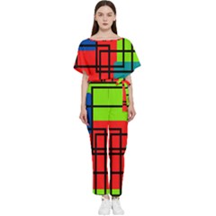 Colorful Rectangle Boxes Batwing Lightweight Jumpsuit by Magicworlddreamarts1