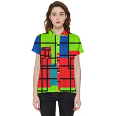 Colorful Rectangle Boxes Short Sleeve Pocket Shirt